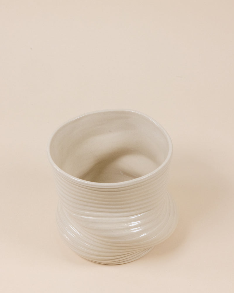 Glossy Beige Irregular Vase