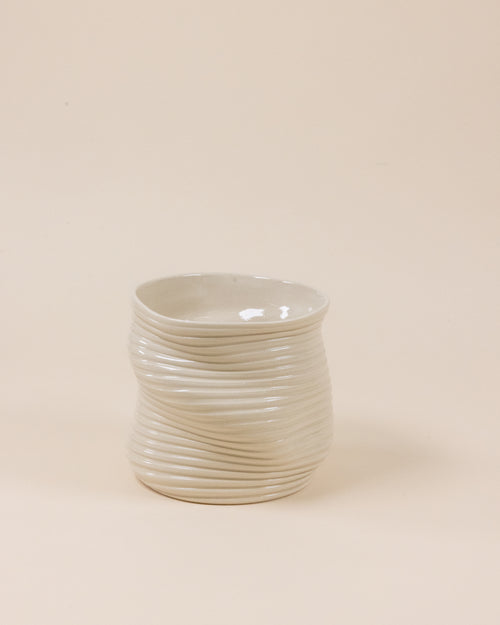 Glossy Beige Irregular Vase