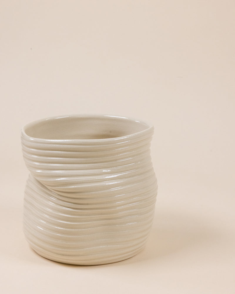 Glossy Beige Irregular Vase